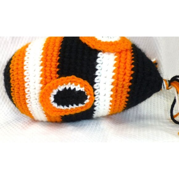 Handmade Crochet Owl Plushie In Black Orange & White With Tassel Ears - Cute & Q - Picture 3 of 8
